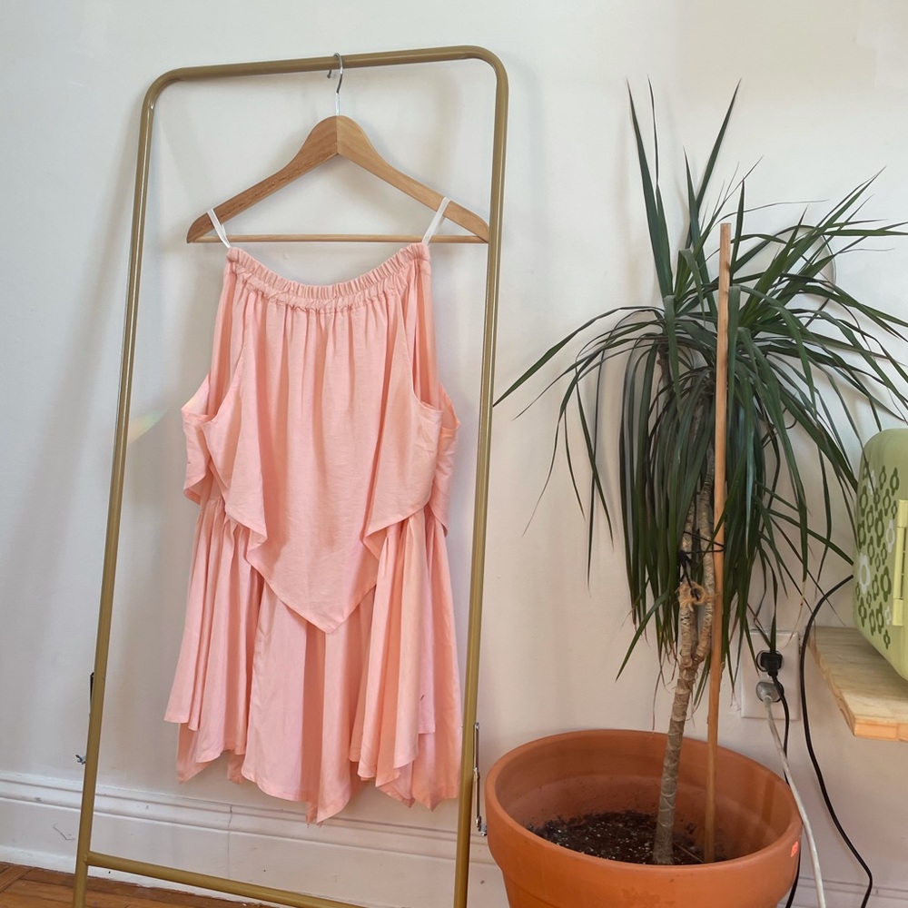 80s tiered skirt, ballet pink, made in France